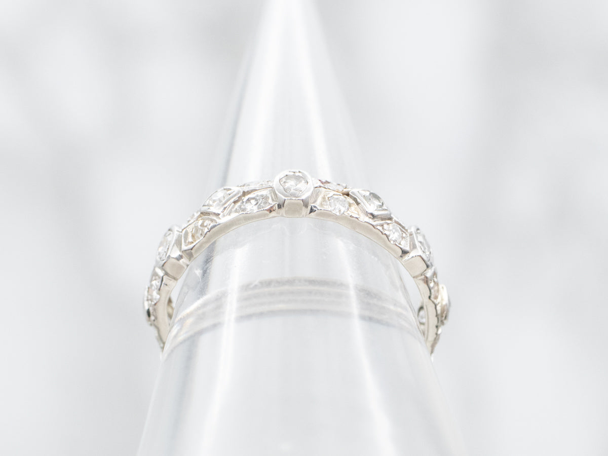 Platinum Retro Style Diamond Eternity Wedding Band