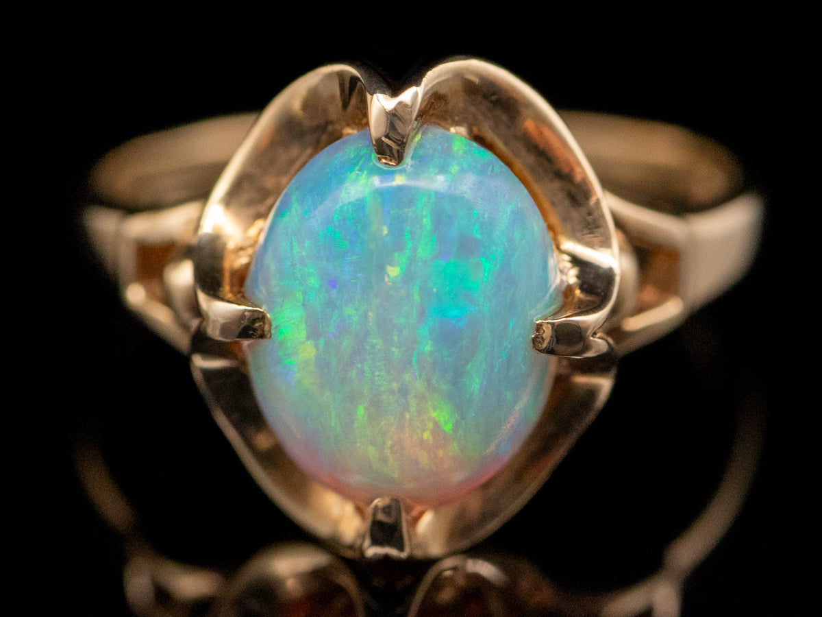 Vintage Buttercup Set Opal Ring