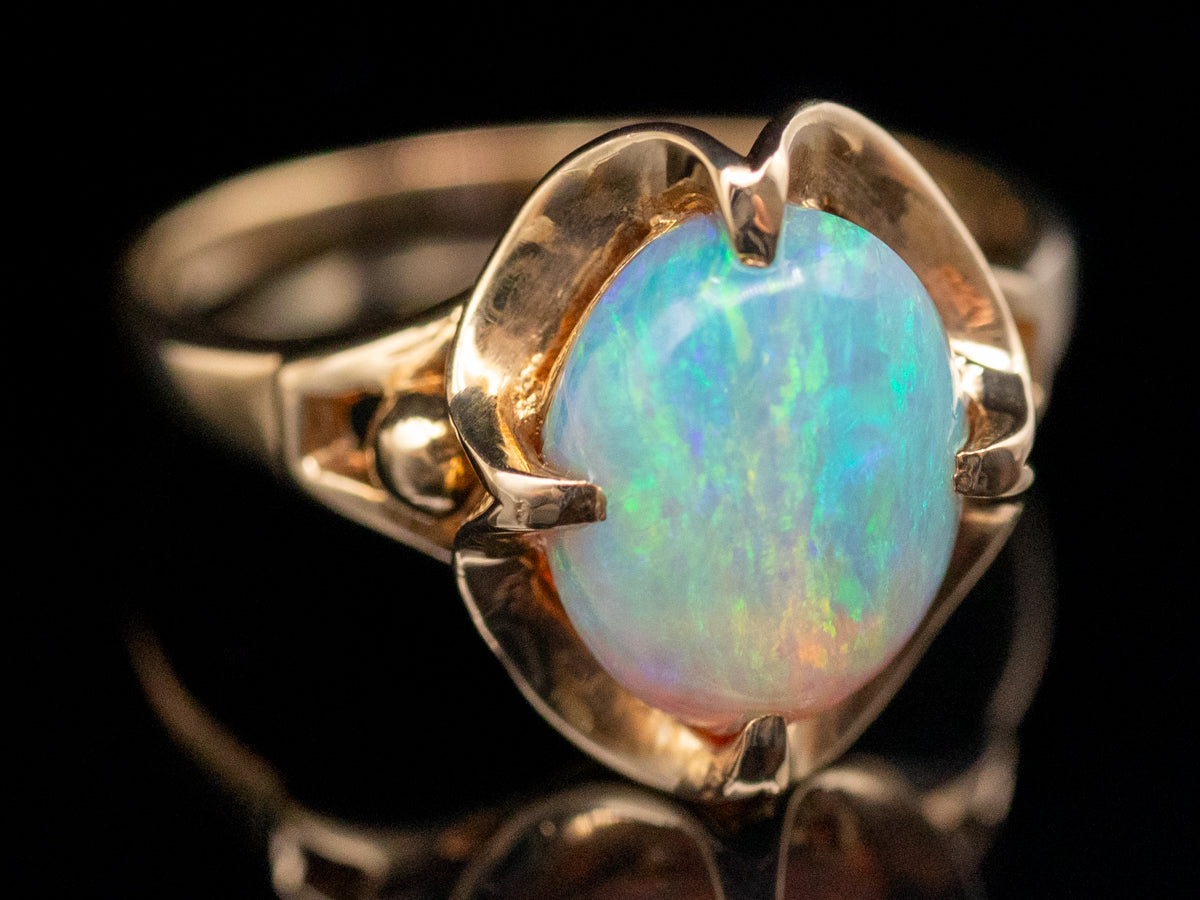 Vintage Buttercup Set Opal Ring