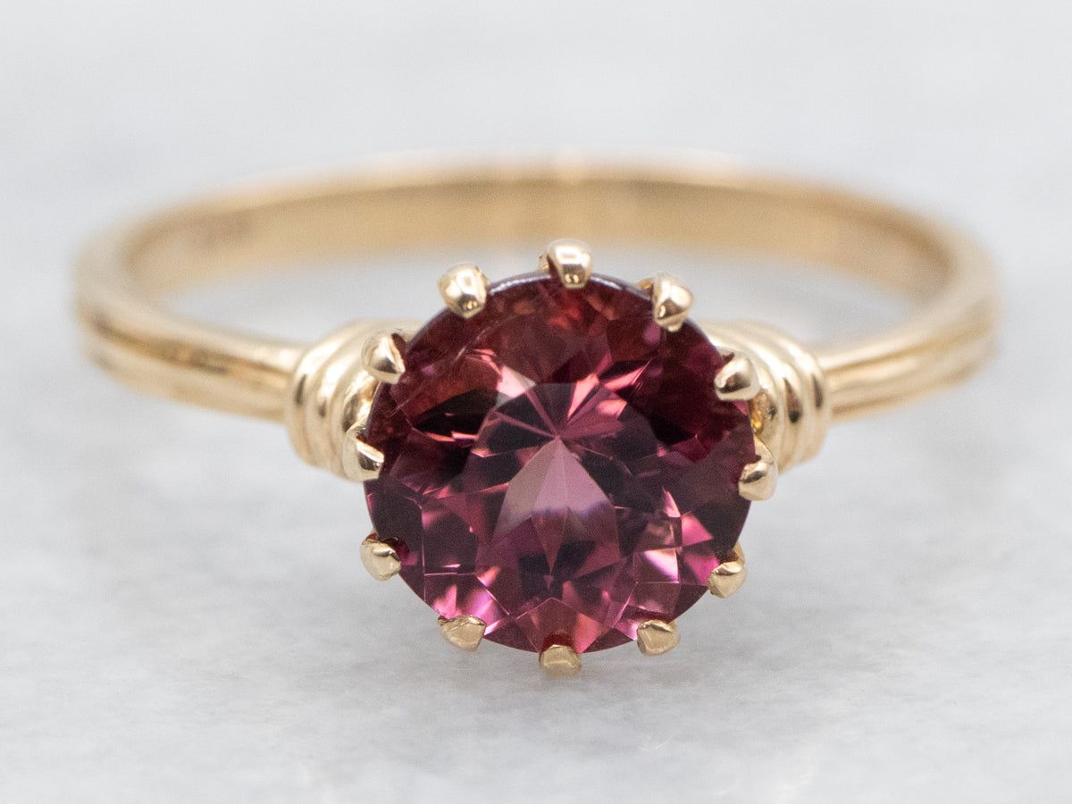 Dark Dusty Rose Tourmaline Solitaire Ring