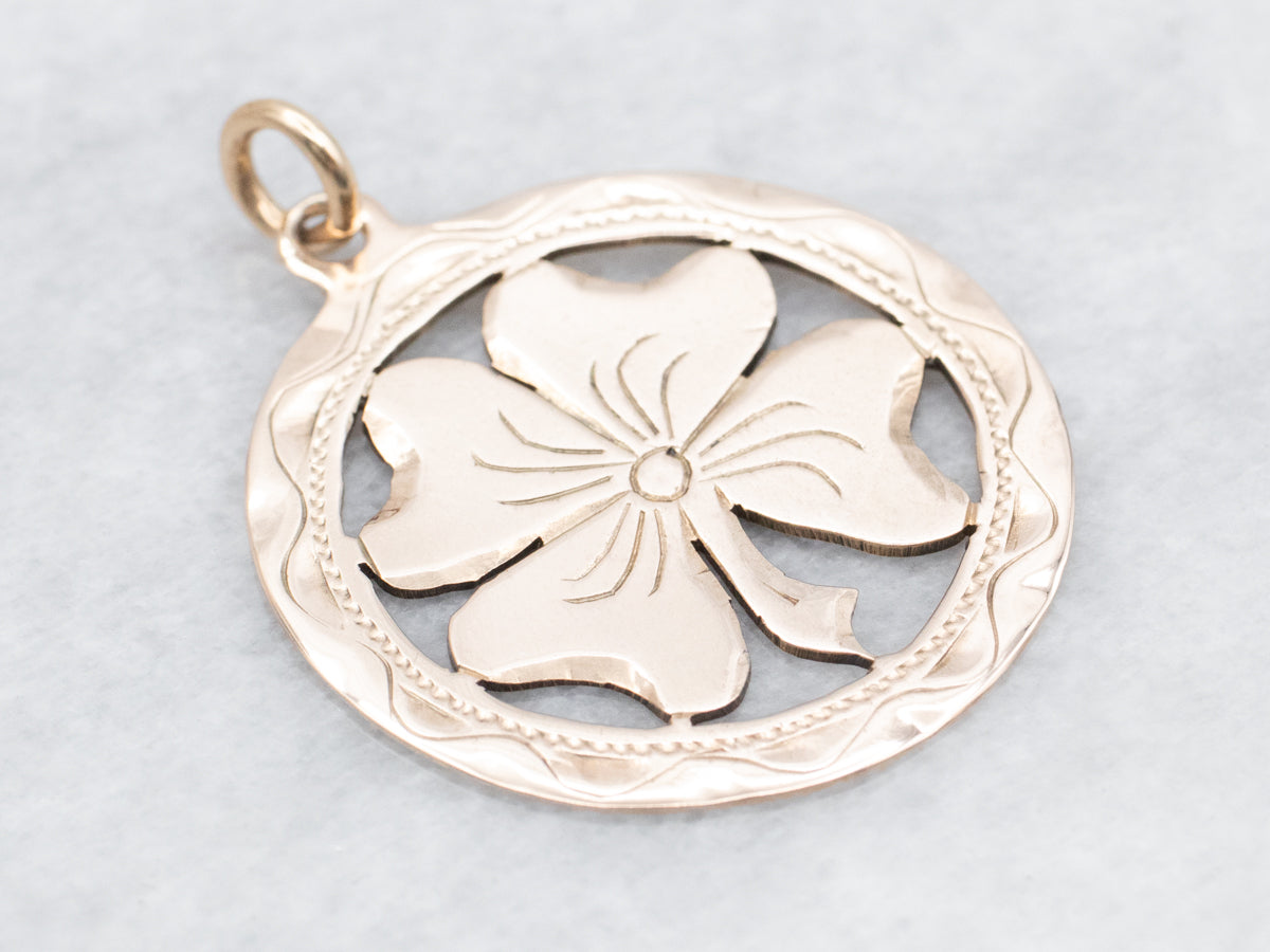 Antique Rose Gold Shamrock Pendant