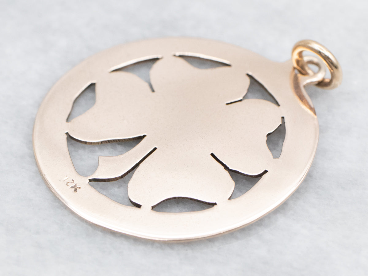 Antique Rose Gold Shamrock Pendant