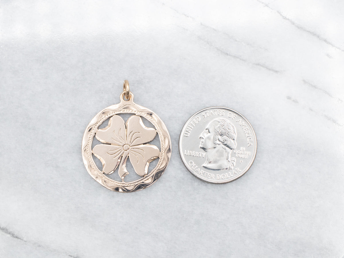 Antique Rose Gold Shamrock Pendant