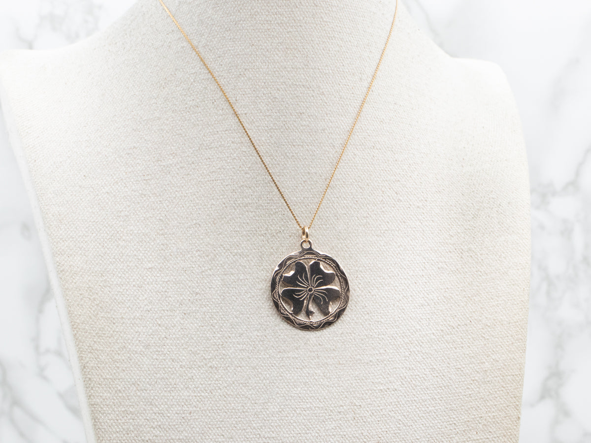 Antique Rose Gold Shamrock Pendant