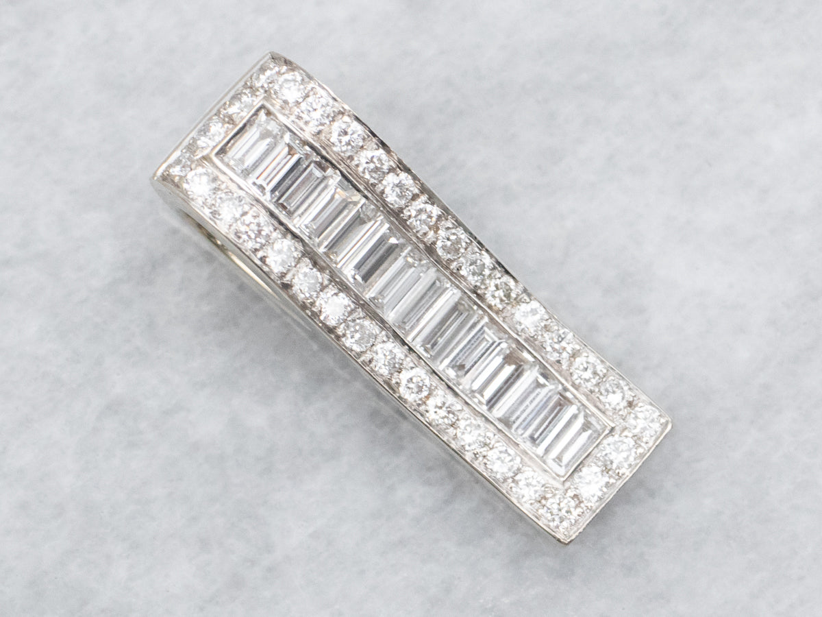 Modern Mix Cut Diamond Waved Bar Pendant