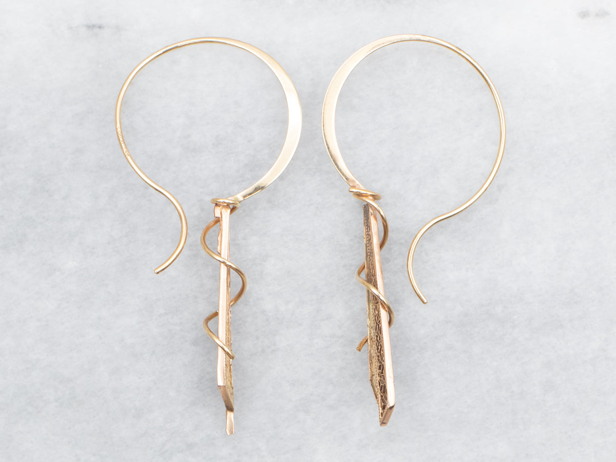 Mixed Era Etched Scrolling Gold Drop Earrings