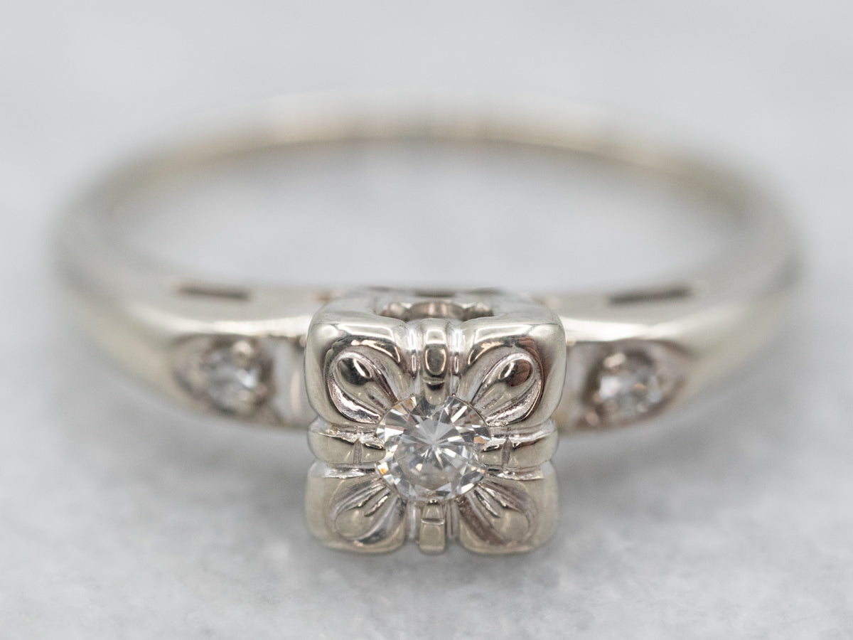 Retro Era Diamond Engagement Ring