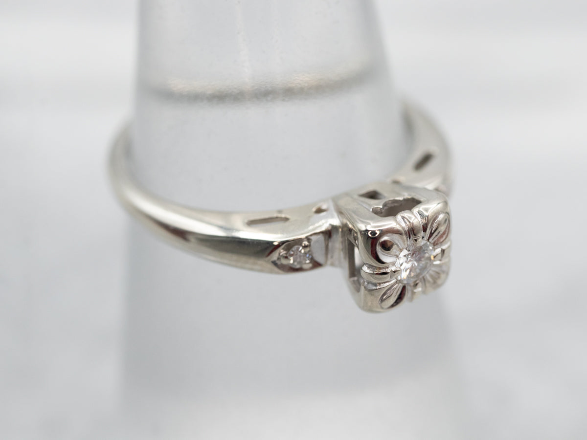 Retro Era Diamond Engagement Ring