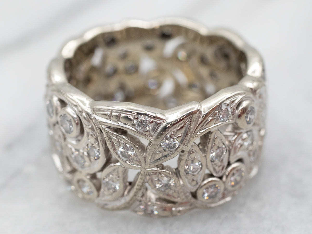 Botanical Pattern Diamond Encrusted Band