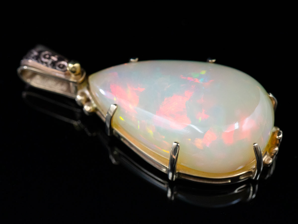 Huge Ethiopian Opal Pendant with Decorative Upcycled Bail