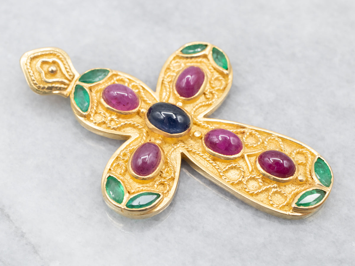 Gold cross with on sale ruby stone