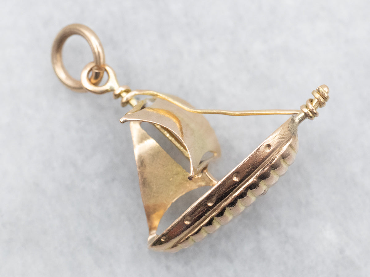 Vintage Gold Sailboat Charm