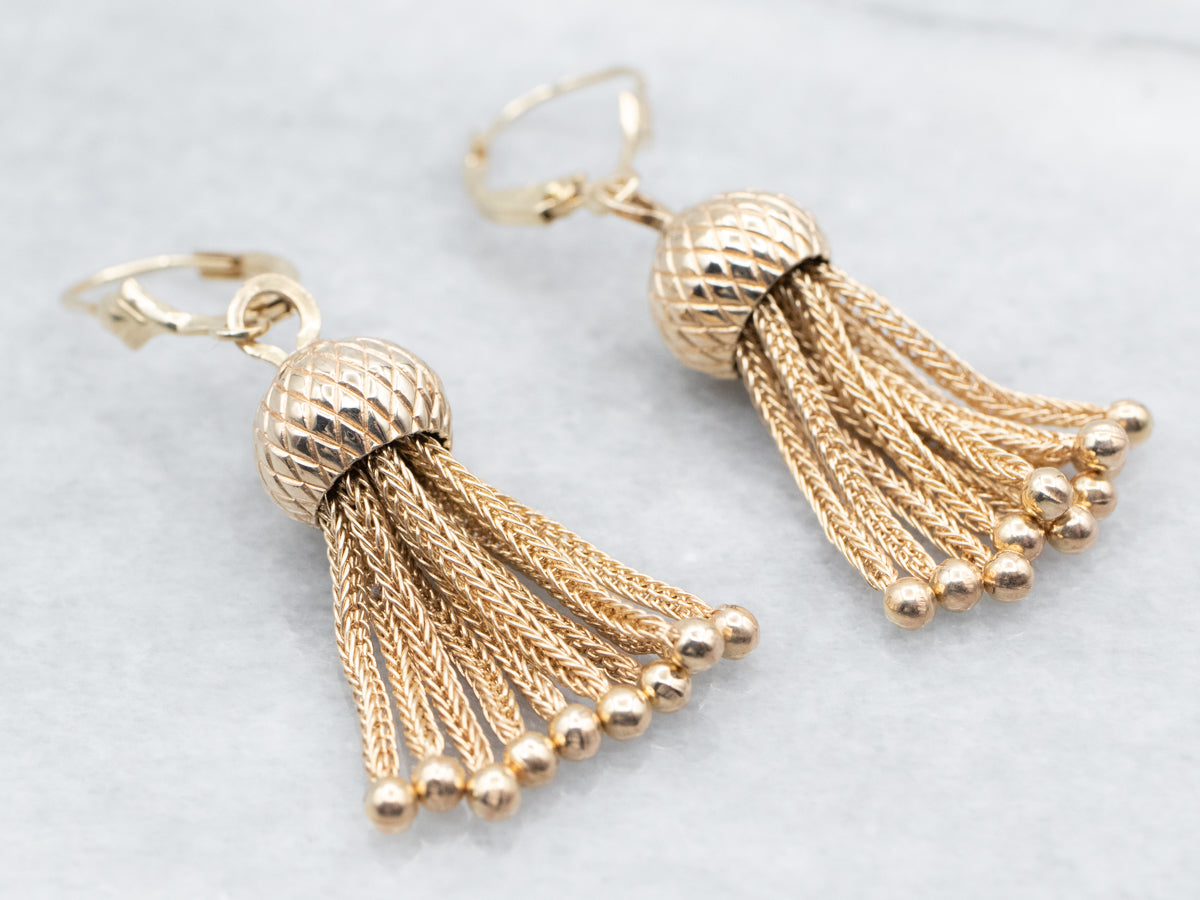 Victorian Revival Gold Tassel Drop Earrings