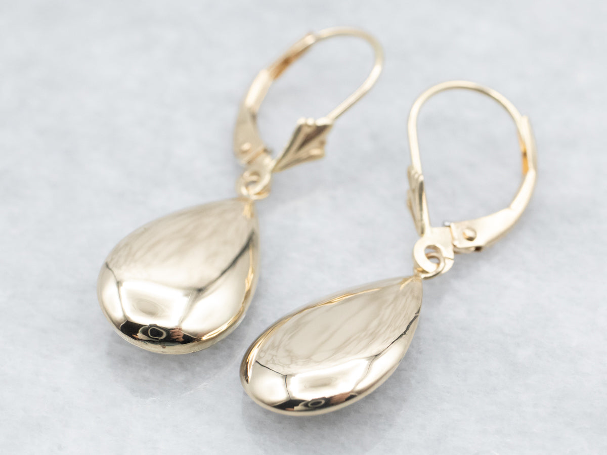 Yellow Gold Teardrop Drop Earrings