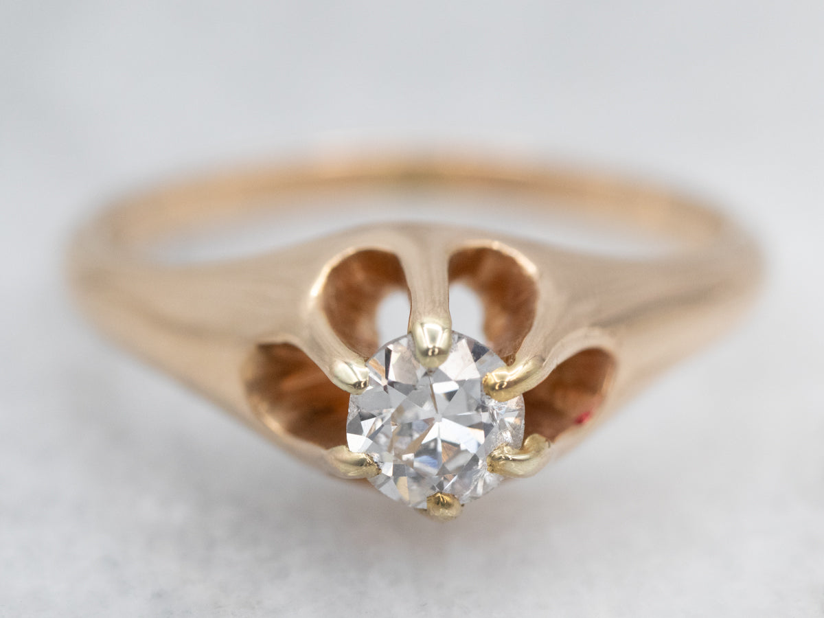 Victorian Style Diamond Belcher Solitaire Ring