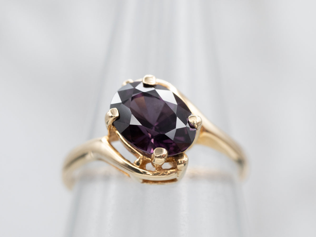 Stunning Gold Purple Spinel Bypass Ring