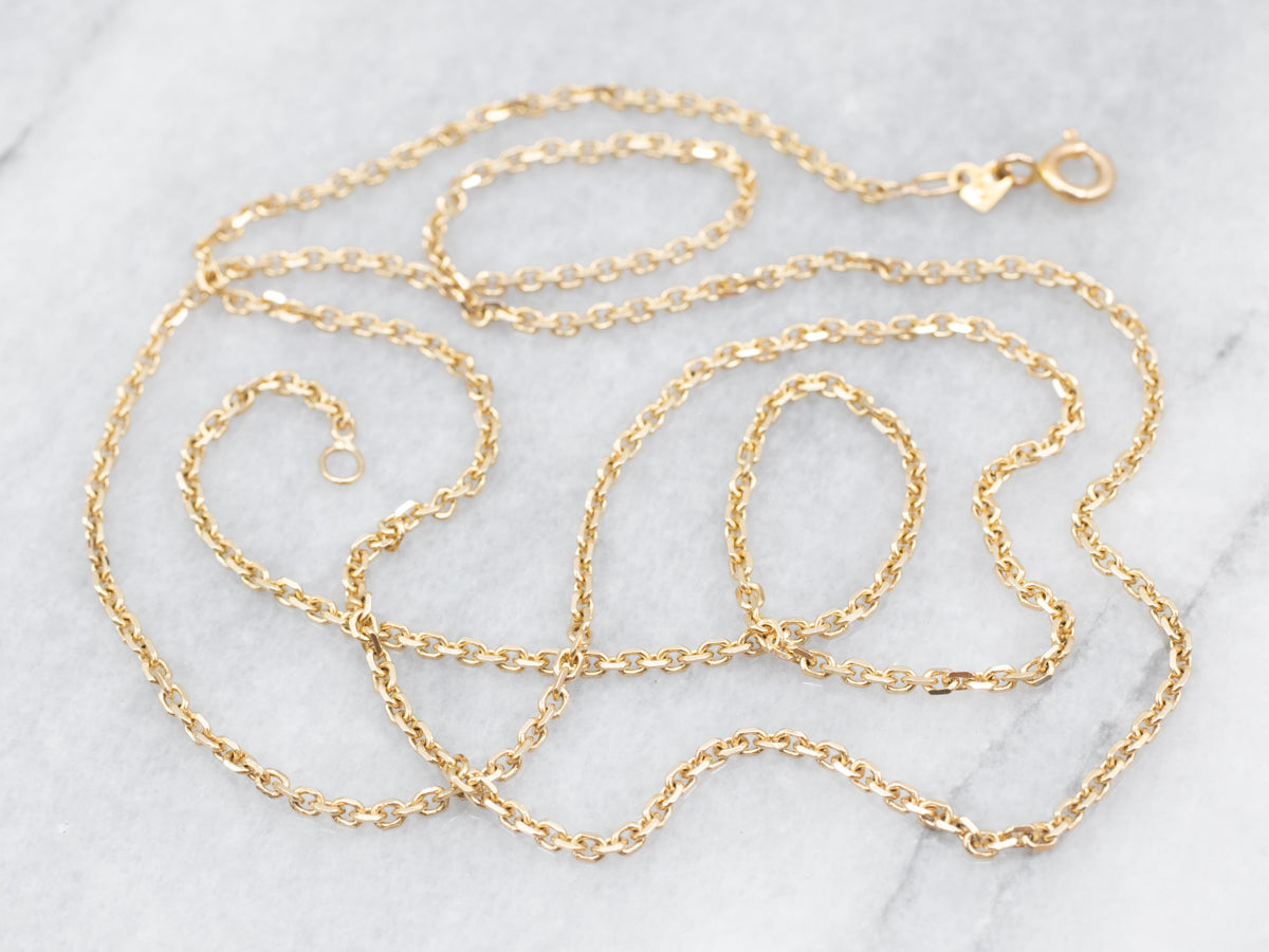 Long Polished Gold Cable Chain