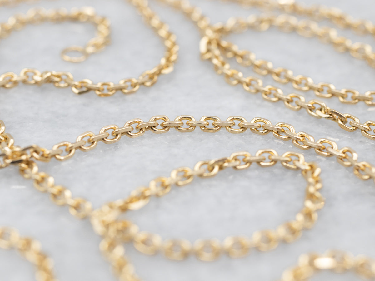 Long Polished Gold Cable Chain