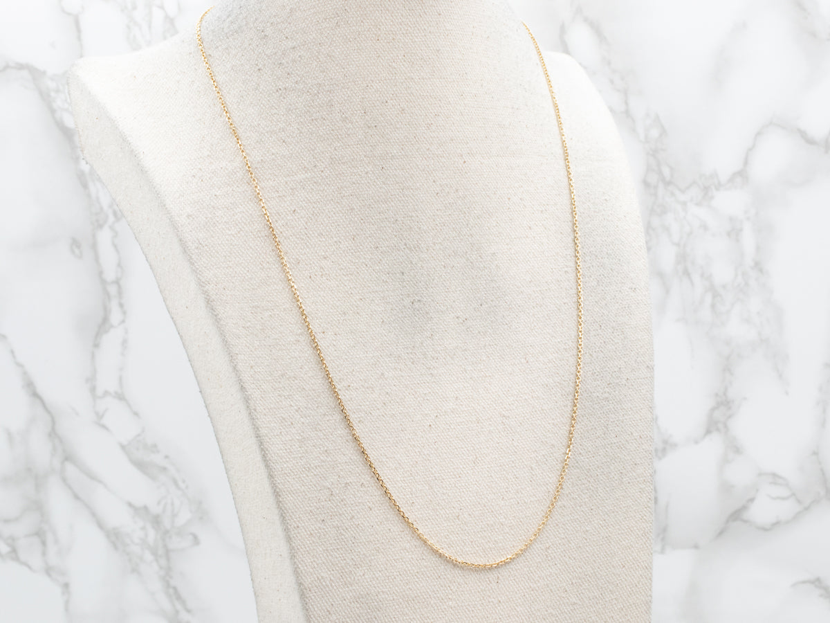 Long Polished Gold Cable Chain