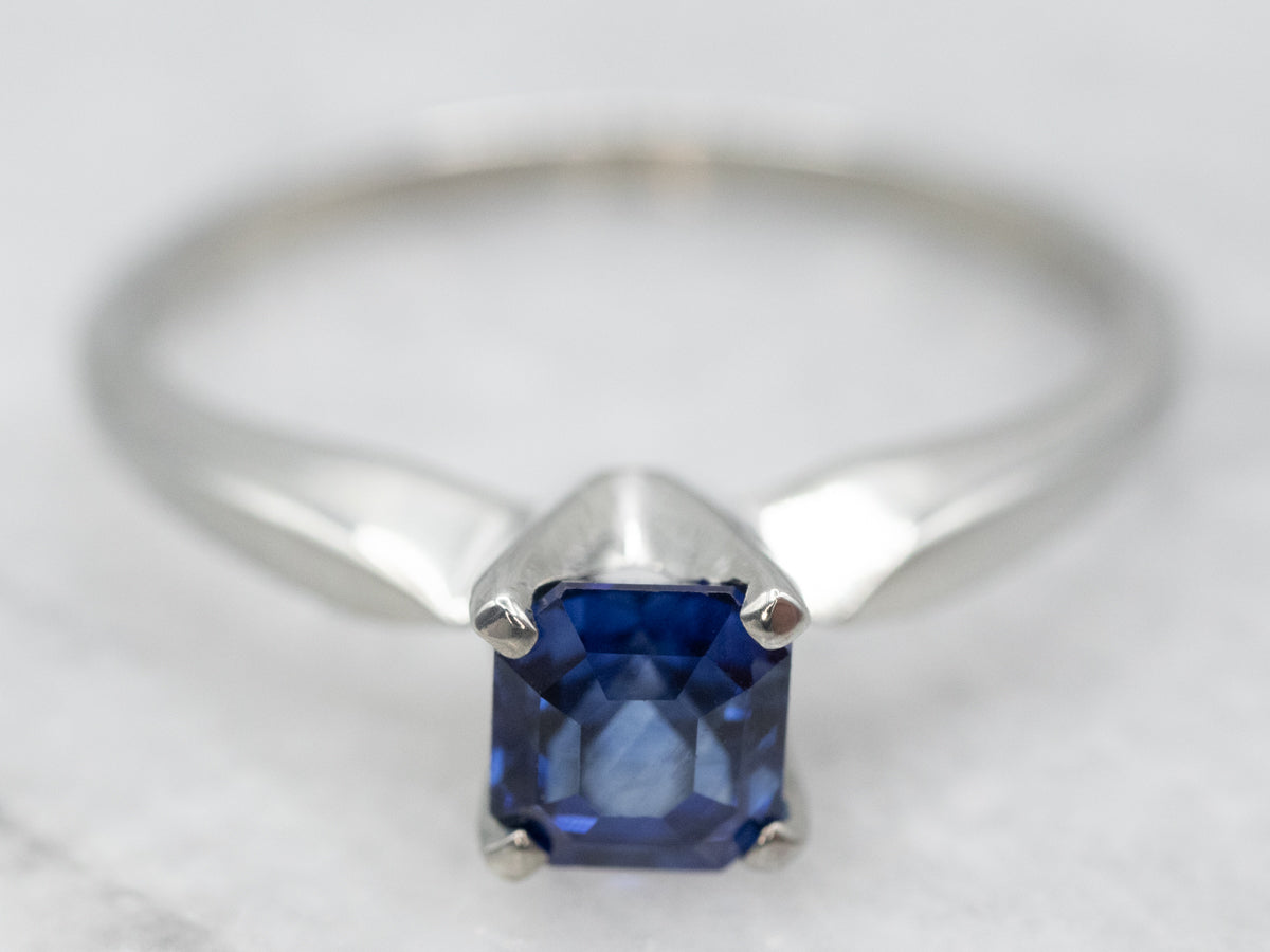 Bright Sapphire Solitaire Modern Engagement Ring