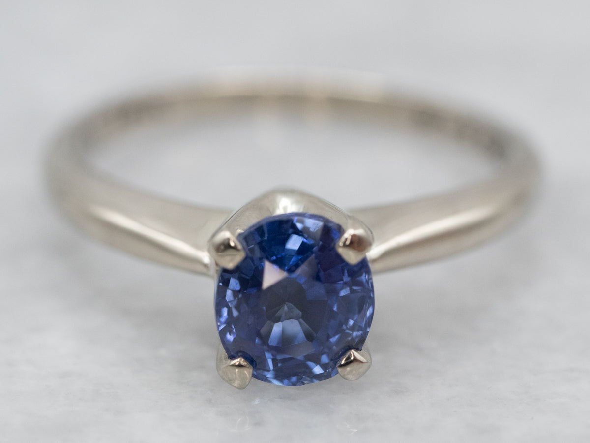 Timeless White Gold Sapphire Solitaire Engagement Ring