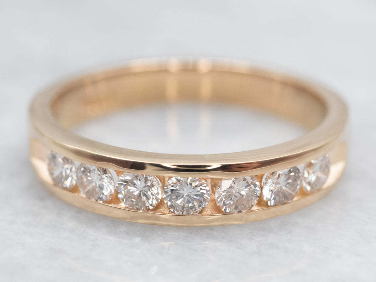 Simple Gold Channel Set Diamond Wedding Band