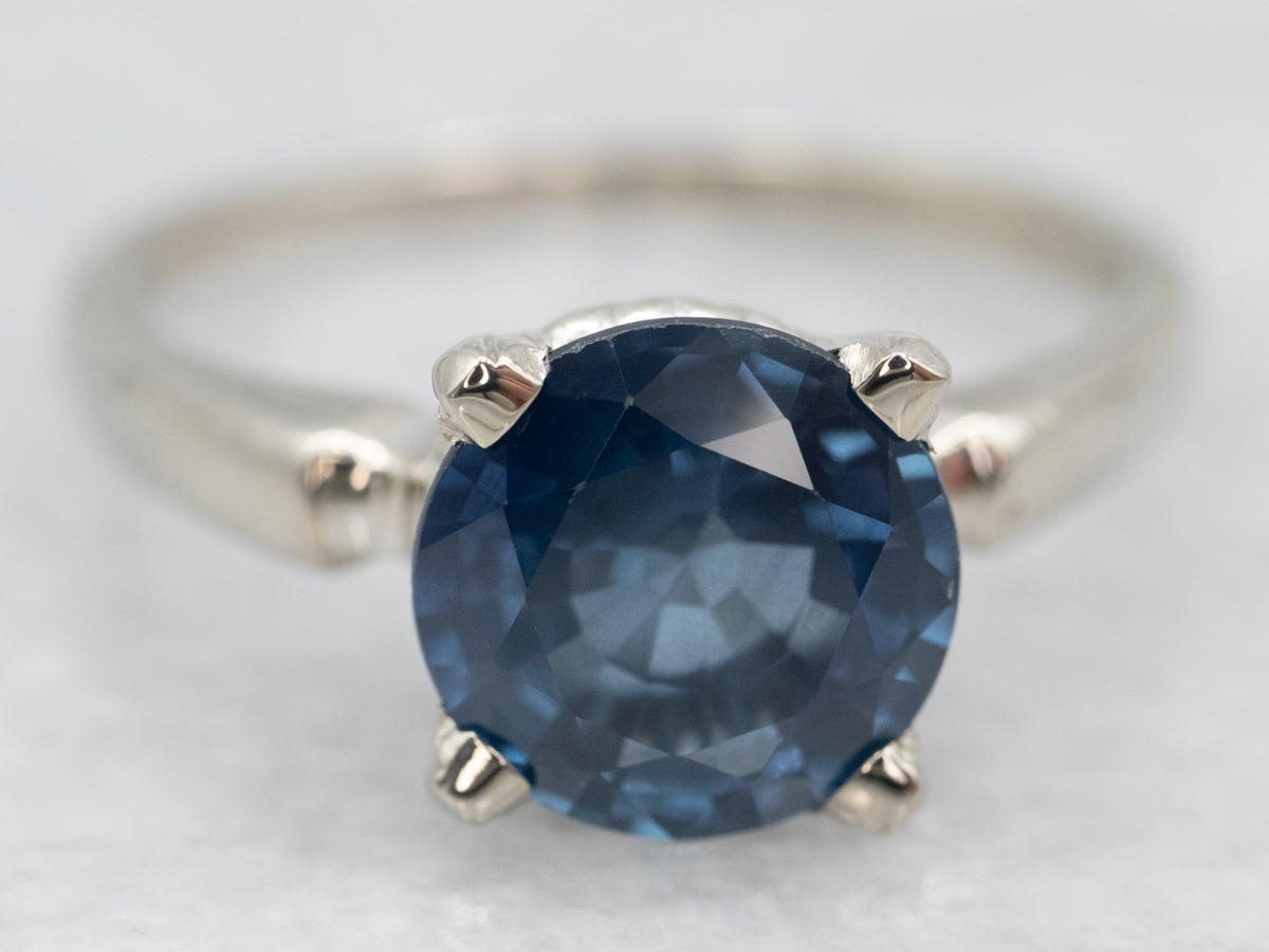 White Gold Sapphire Solitaire Engagement Ring