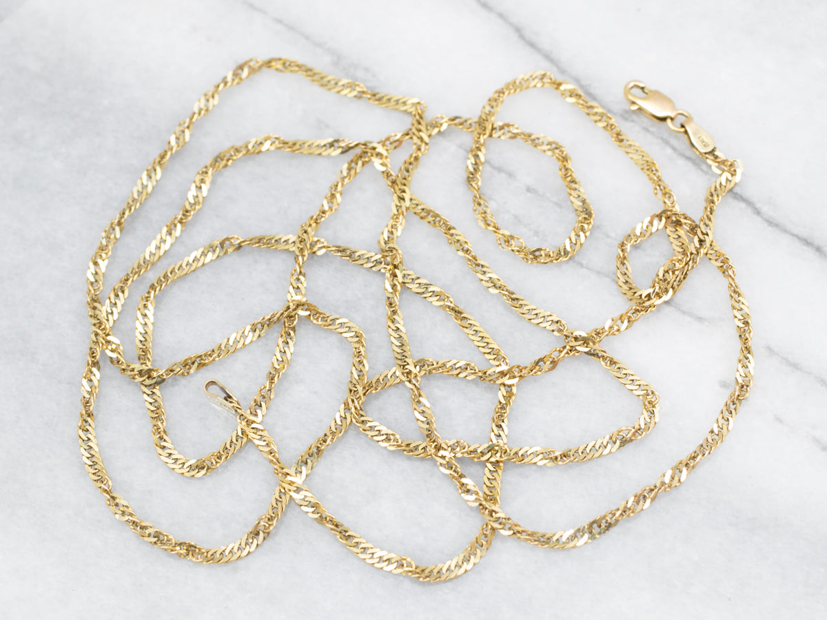 Long 18-Karat Gold Curb Twist Chain