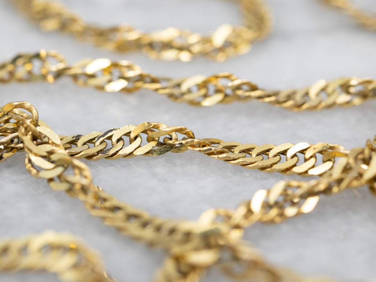 Long 18-Karat Gold Curb Twist Chain