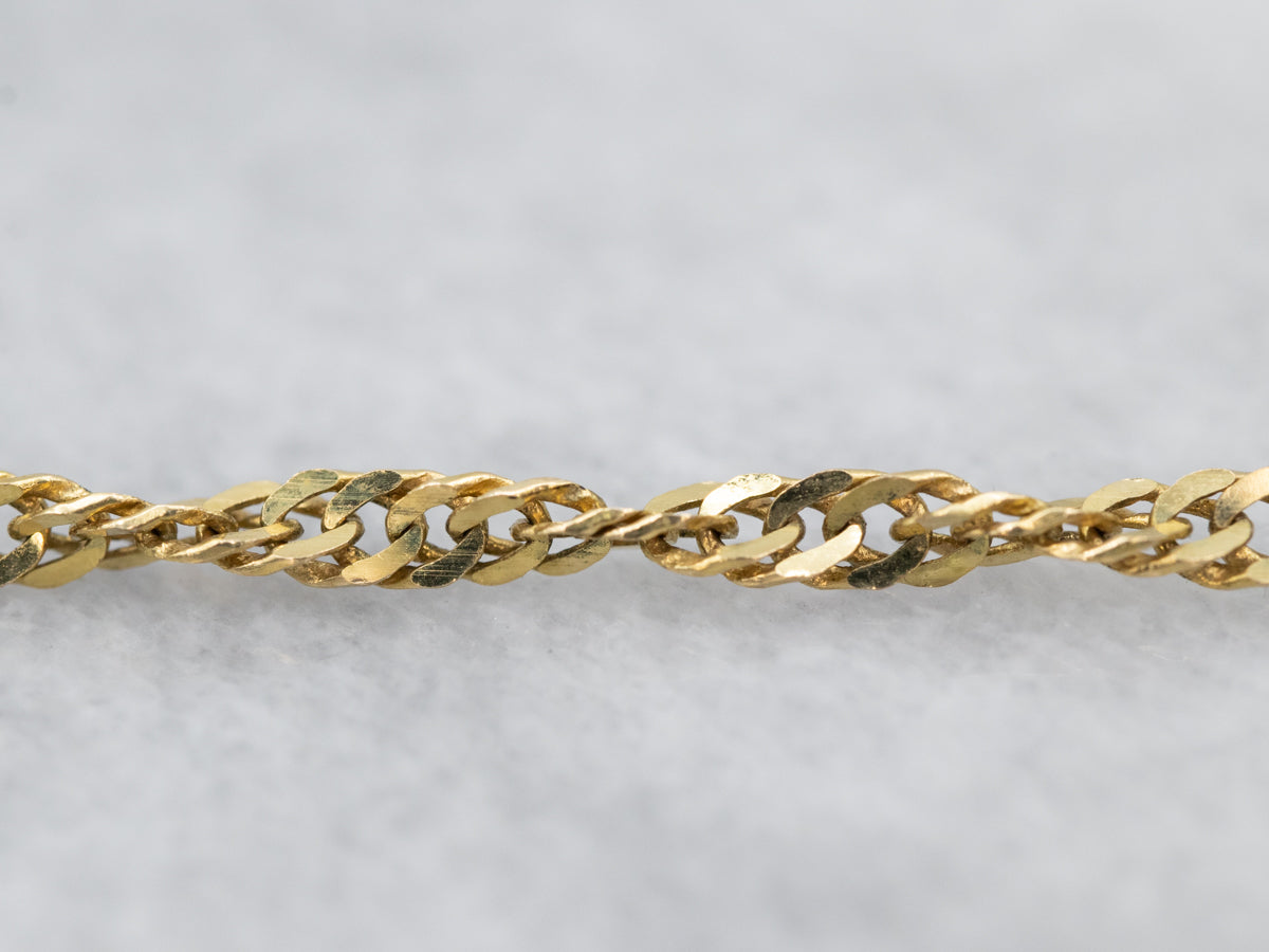 Long 18-Karat Gold Curb Twist Chain