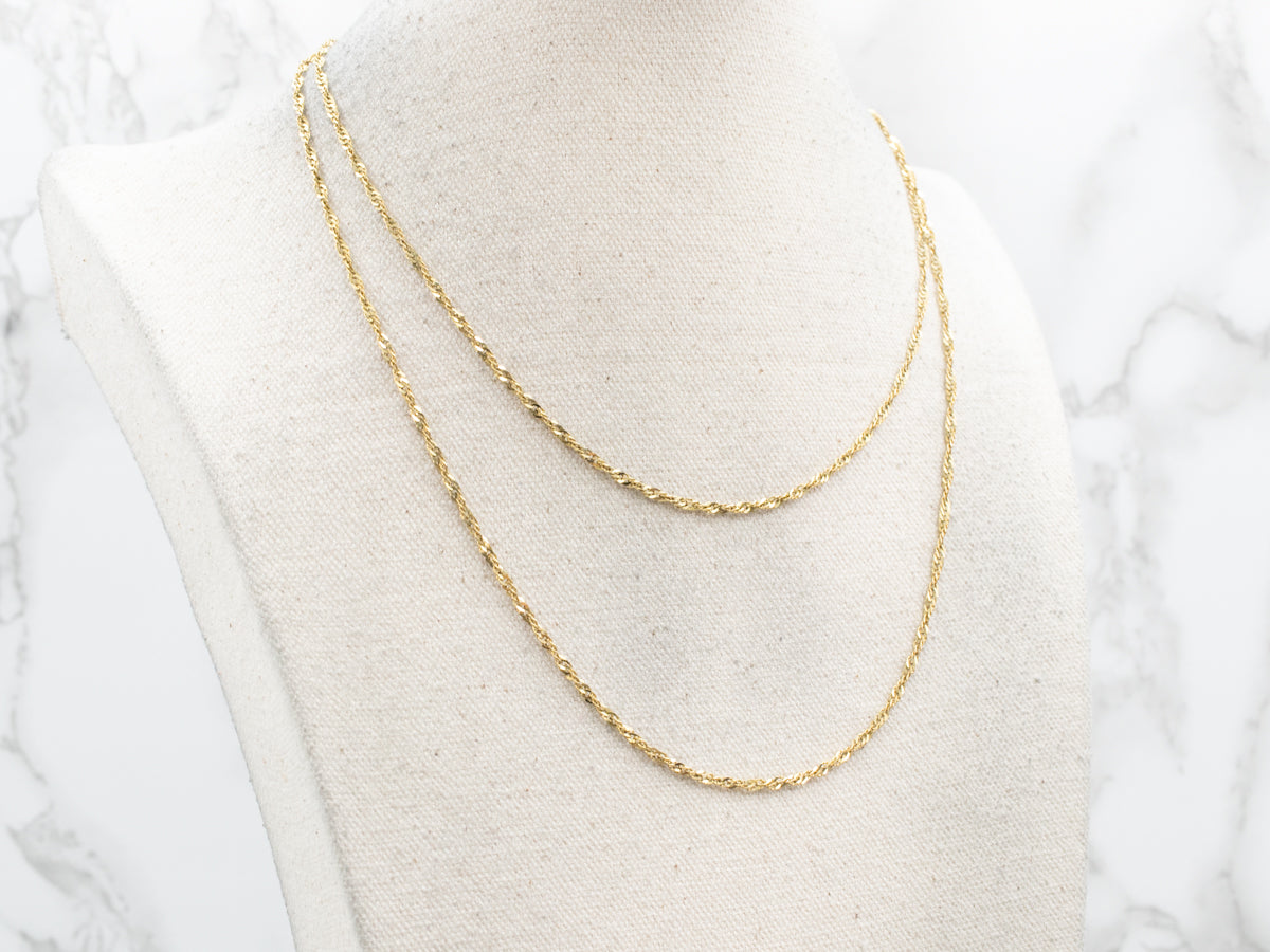 Long 18-Karat Gold Curb Twist Chain