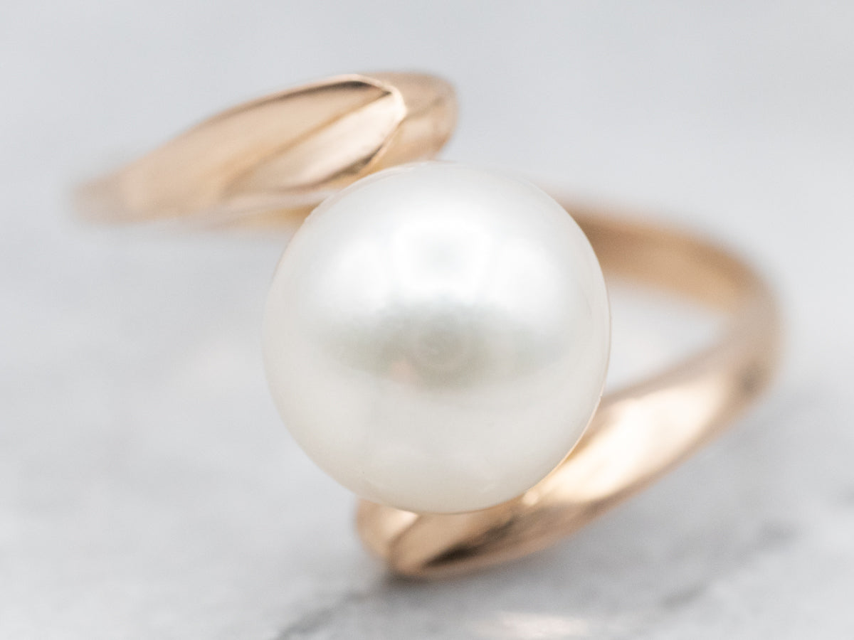 Yellow Gold Pearl Bypass Ring