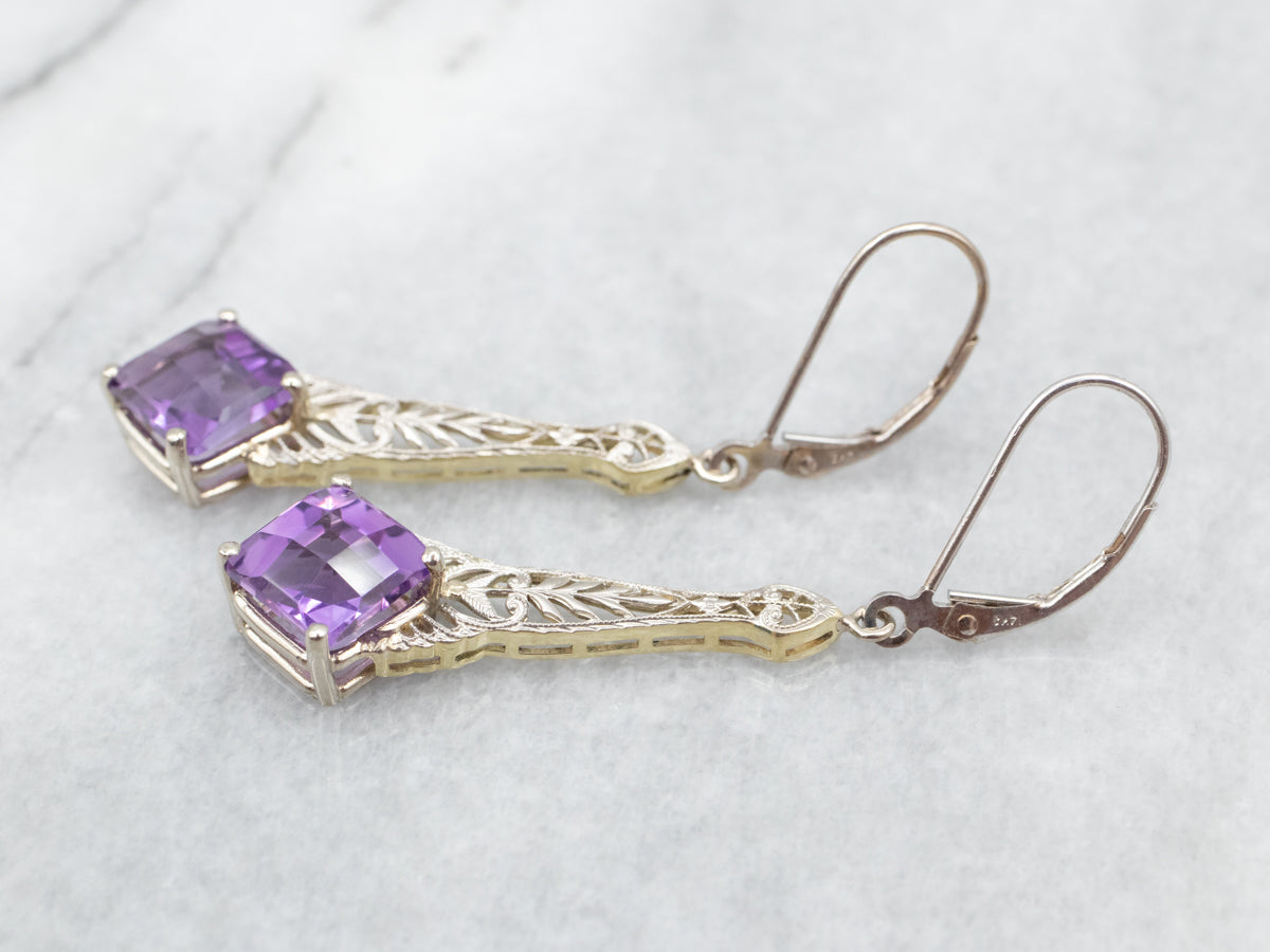 Sterling silver orders vintage amethyst earrings Art Deco