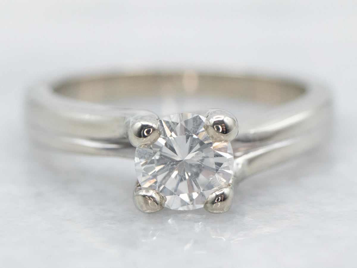 Modern White Gold Diamond Bypass Engagement Ring