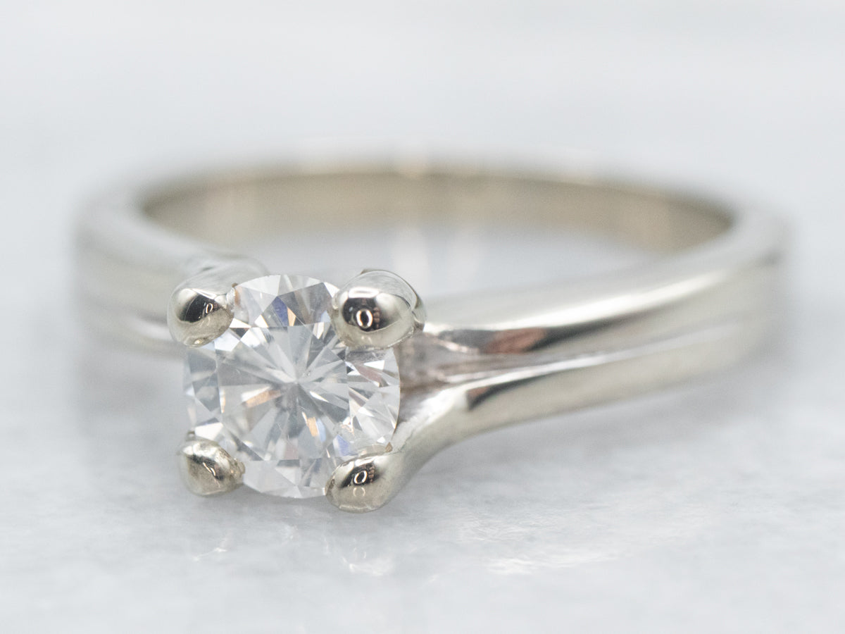 Modern White Gold Diamond Bypass Engagement Ring