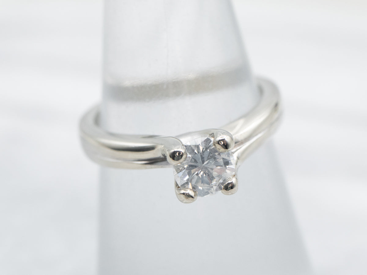 Modern White Gold Diamond Bypass Engagement Ring