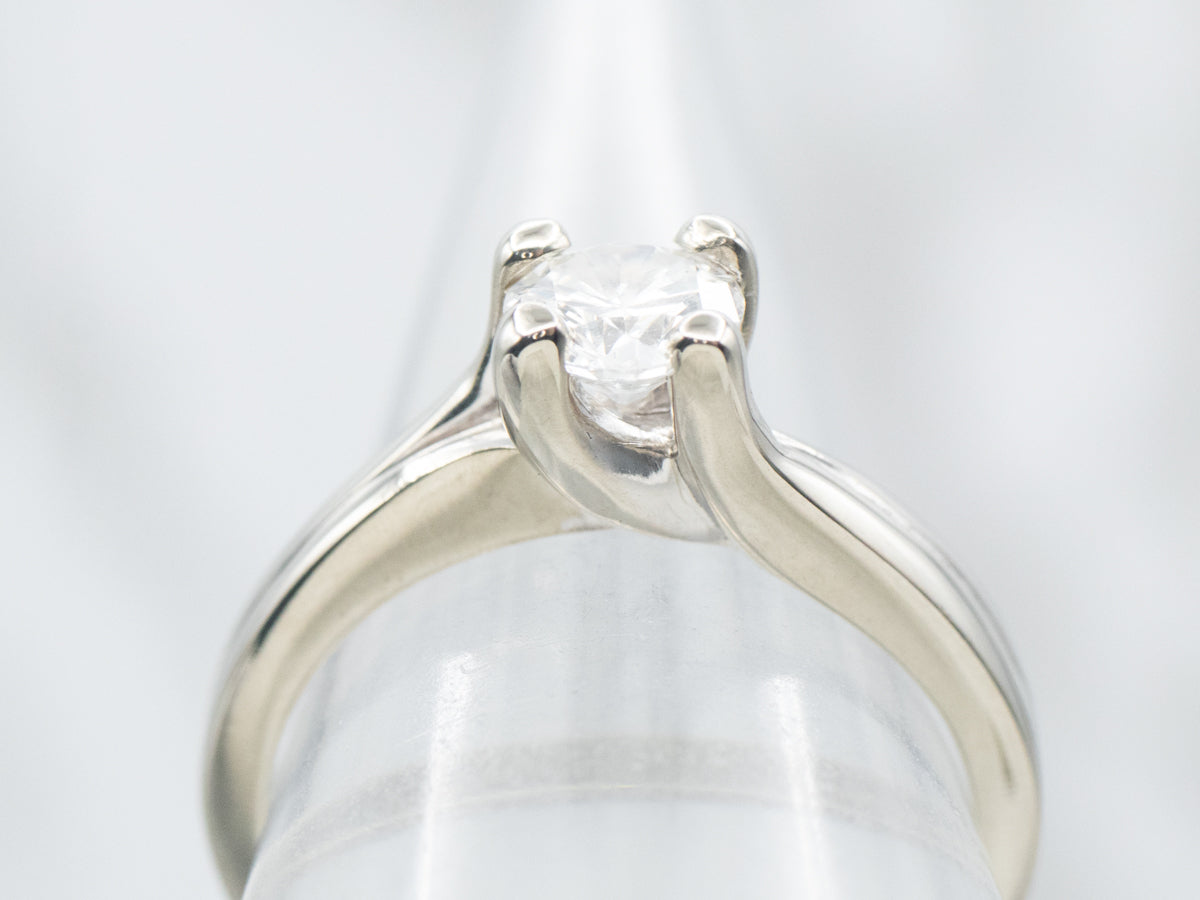 Modern White Gold Diamond Bypass Engagement Ring