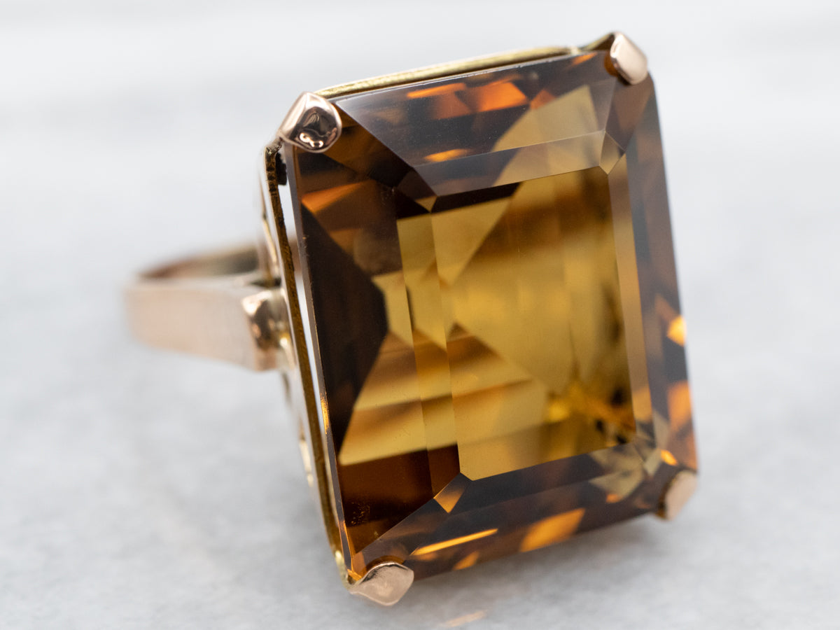 Bold Citrine and 18-Karat Gold Cocktail Ring