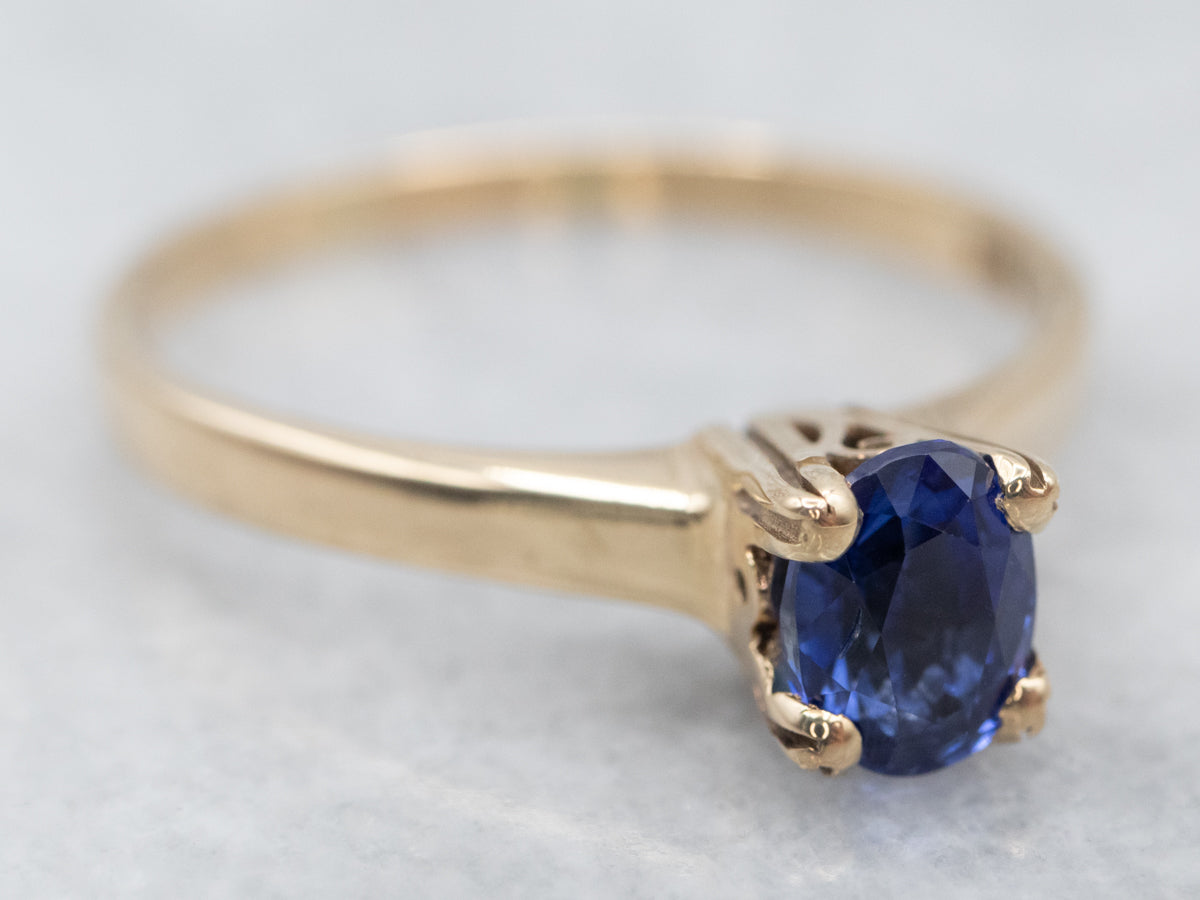 Sparkling Sapphire Solitaire Engagement Ring