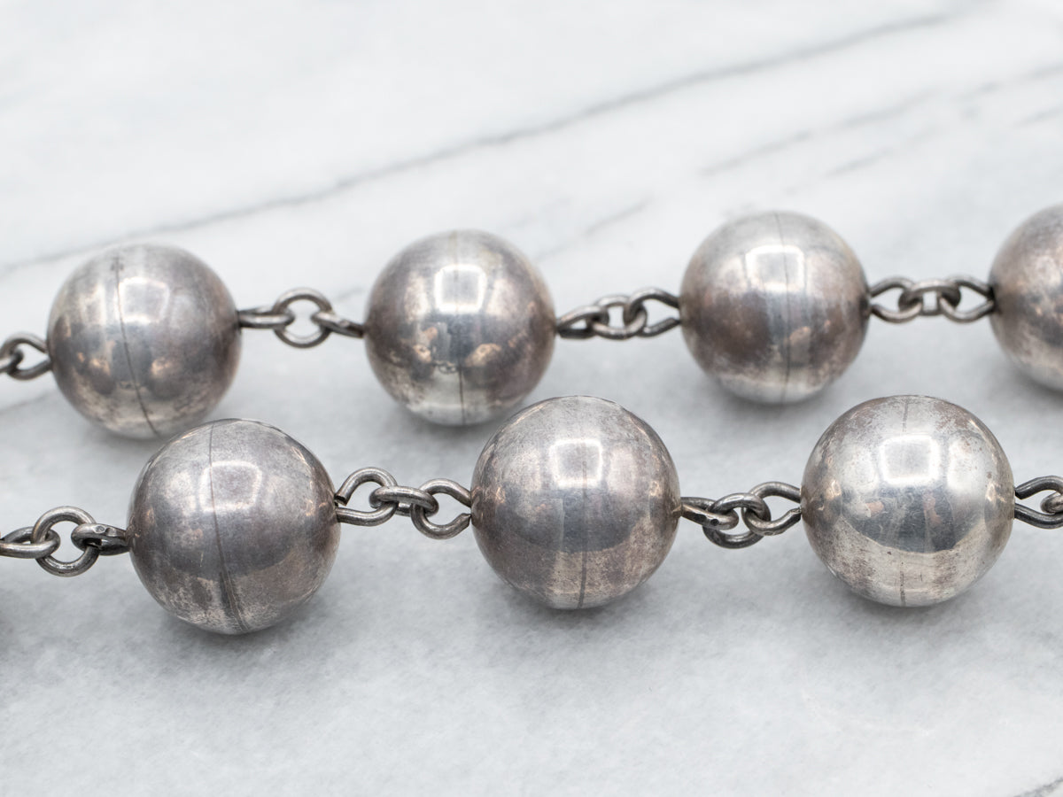 Sterling Silver Large Ball Bead Necklace