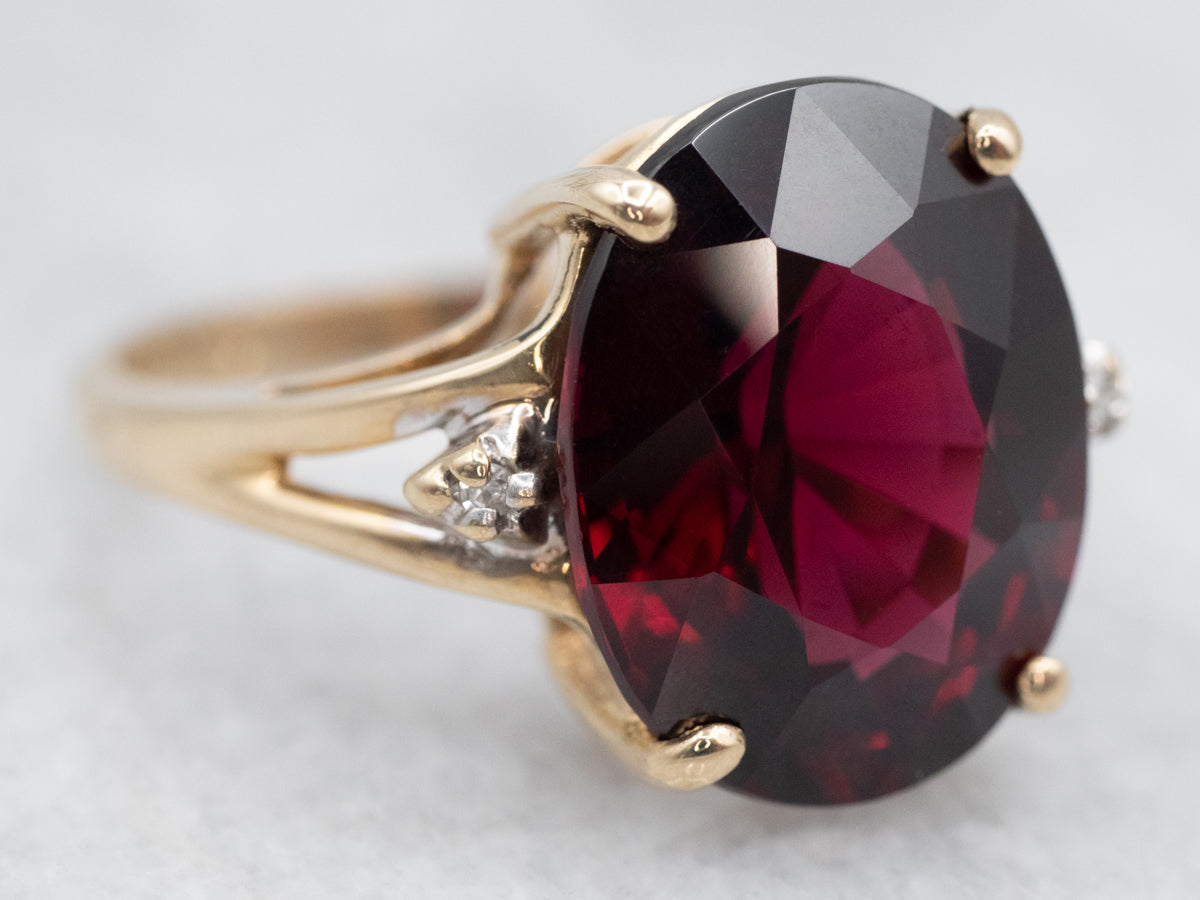 Vintage Gold Garnet and Diamond Ring