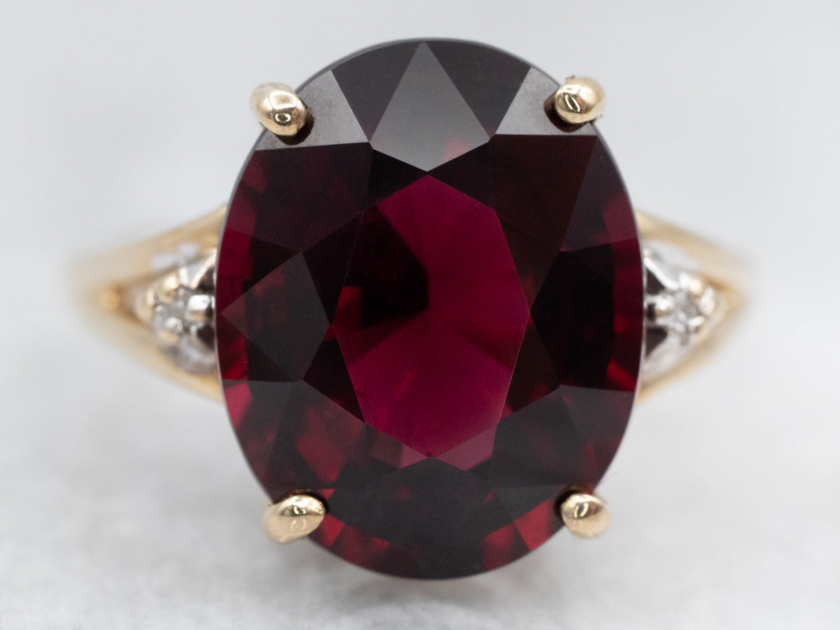 Vintage Gold Garnet and Diamond Ring