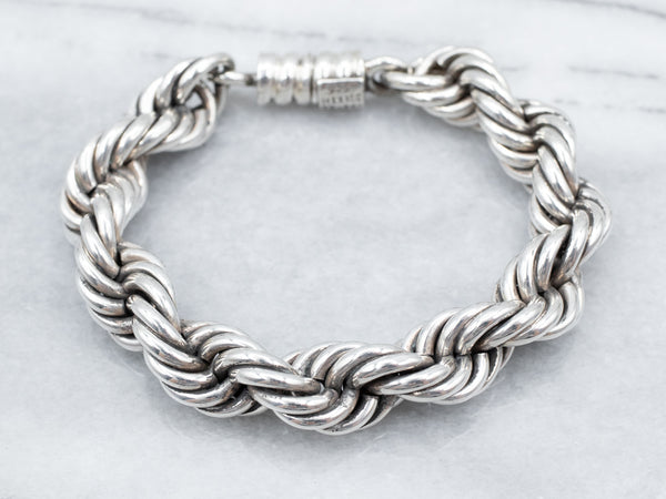 Braided order silver rope style bangle - stamped 925