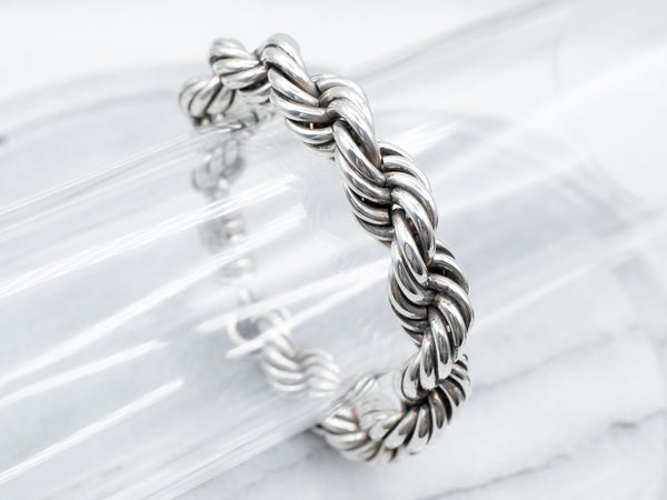 Sterling Silver hot Oval Rope Trimmed Bracelet