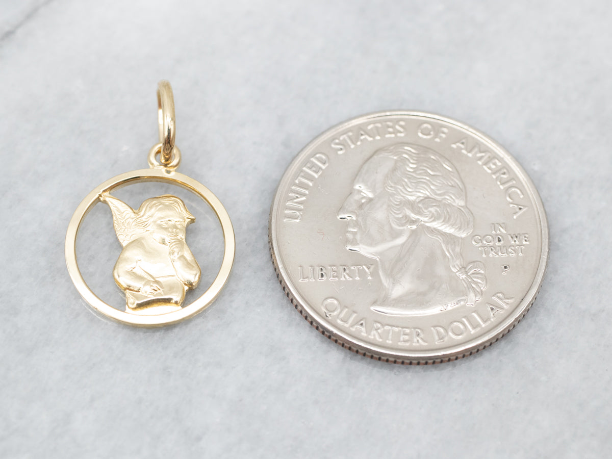 Sweet Yellow Gold Cherub Charm