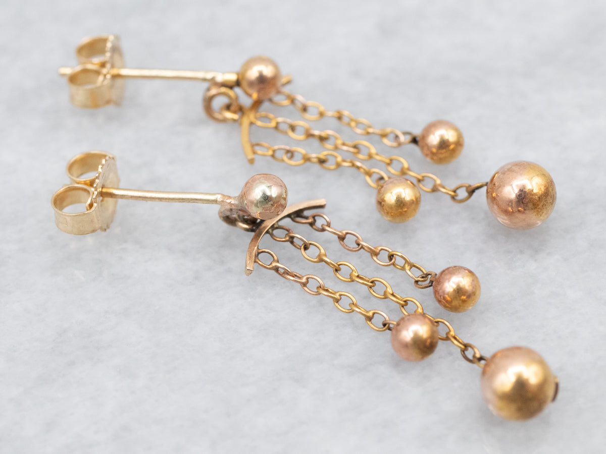 Effortless Gold Dangle Drop Ball Earrings