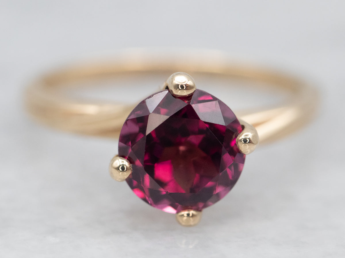 Vintage Rhodolite Garnet Solitaire Ring