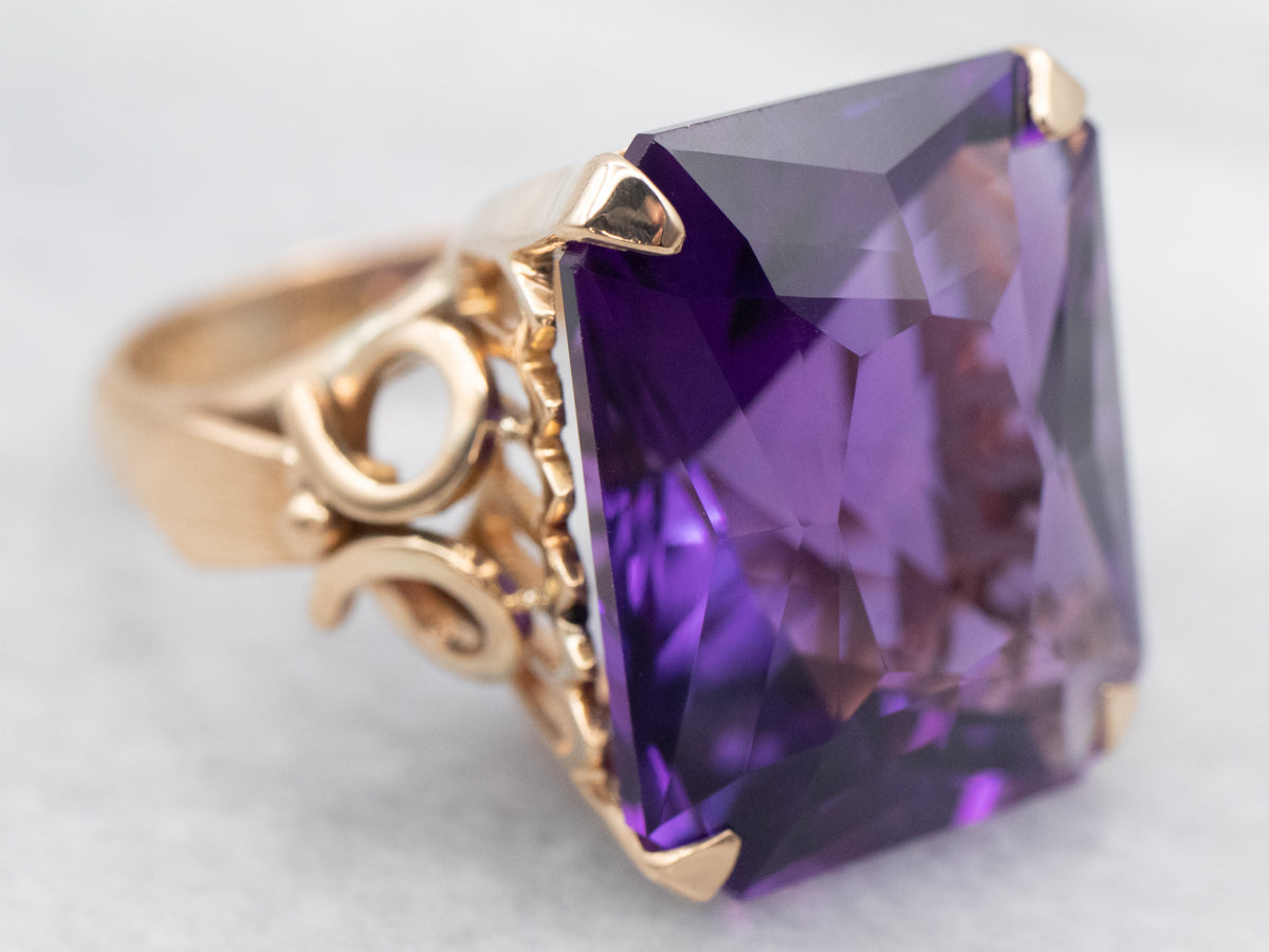 Ornate Yellow Gold Amethyst Ring