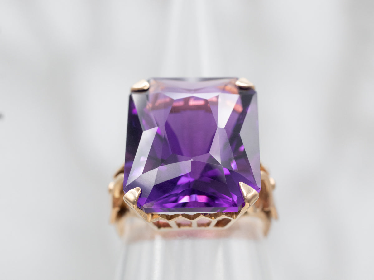 Ornate Yellow Gold Amethyst Ring