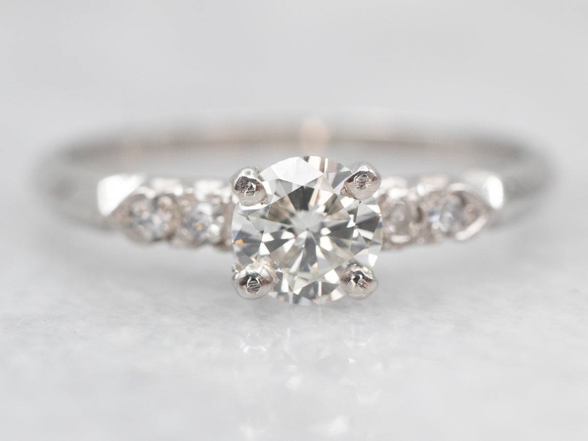 Retro Platinum and Diamond Encrusted Engagement Ring